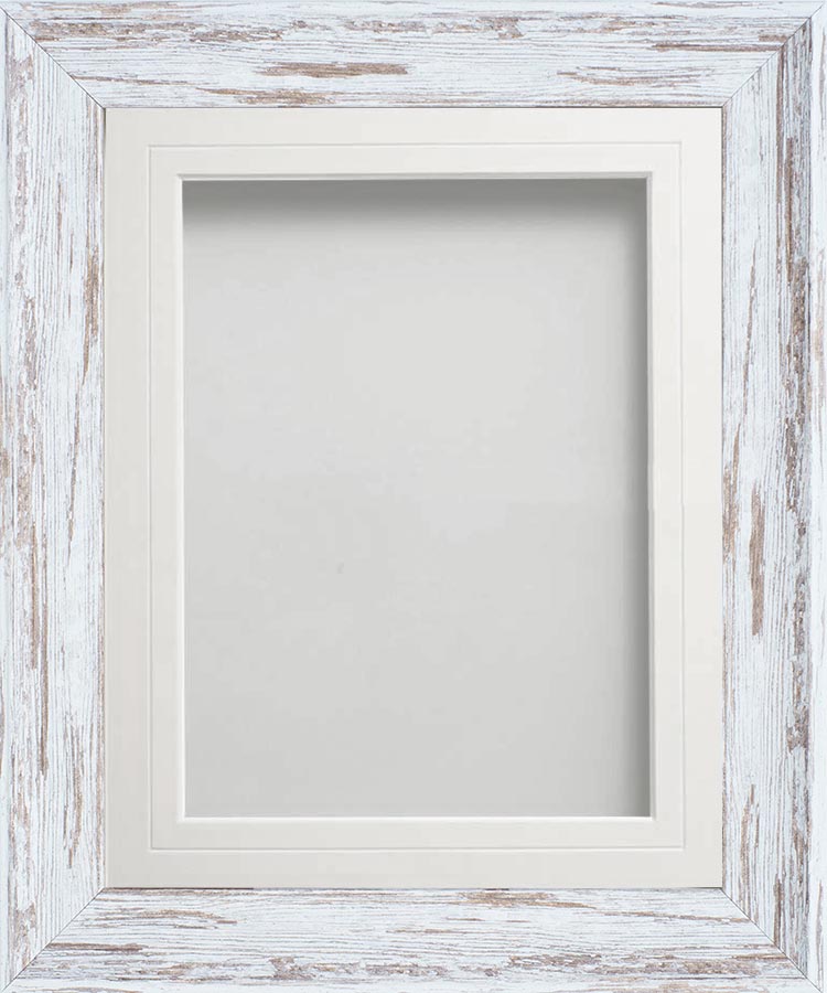 Lynton Driftwood 16x12 Frame With White V Groove Mount Cut For Image