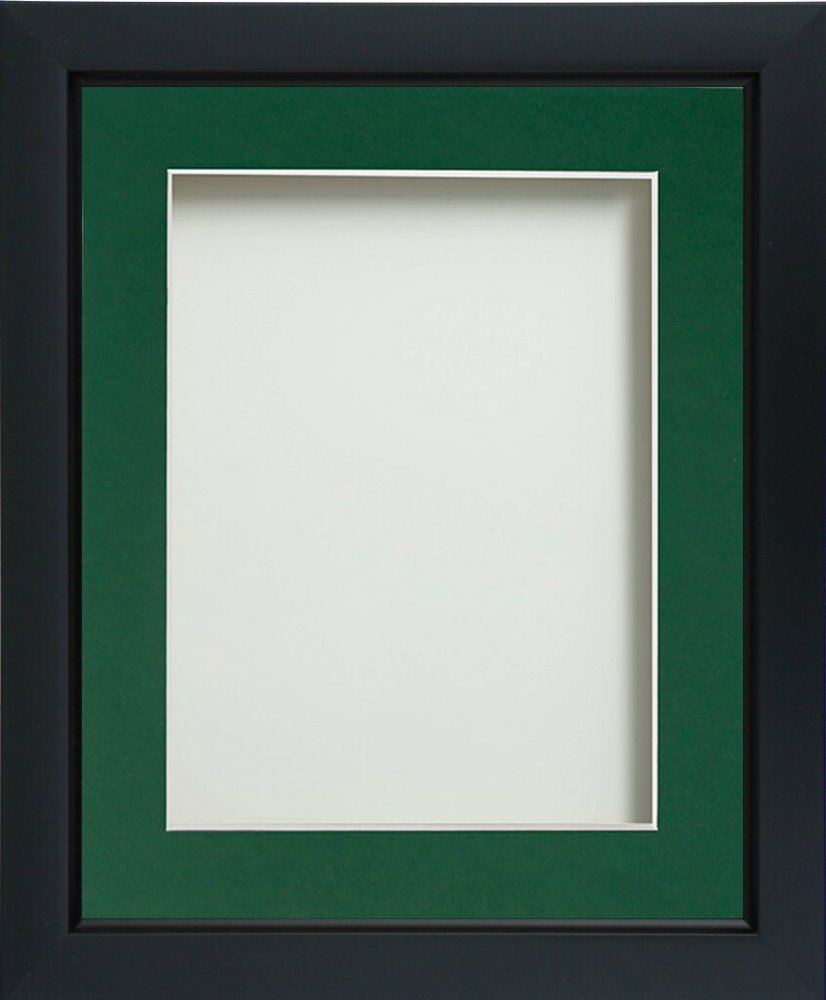 Ainsworth Black 10x10 frame with Bottle Green mount cut for image size 5x5