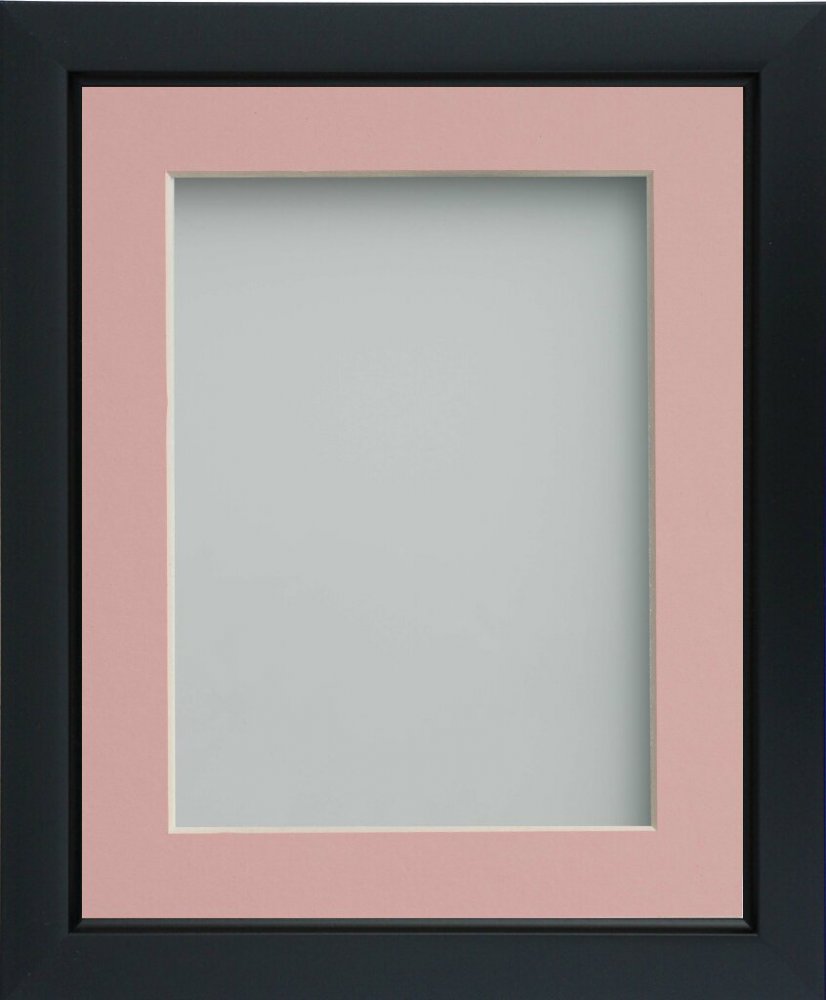 Ainsworth Black 10x10 frame with Pink mount cut for image size 5x5