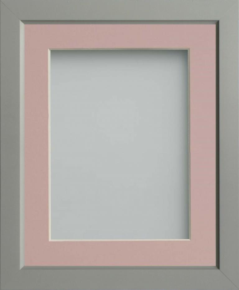 Ainsworth Grey 16x12 frame with Pink mount cut for image size 12x10