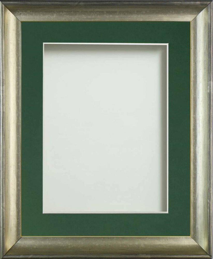 Anglesey Champagne Silver 16x12 frame with Bottle Green mount cut for ...