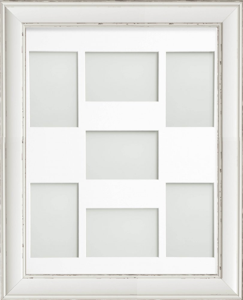 Brooke Multi Aperture Antique White 20x16 frame with White mount cut ...