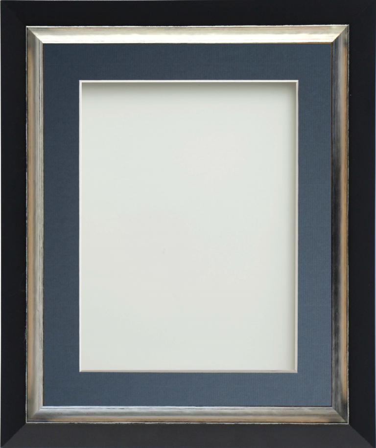 Brunswick Black 12x10 frame with Blue mount cut for image size 8x6