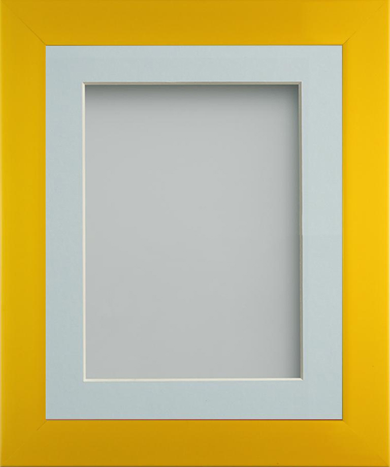 Candy Dijon Yellow 24x20 frame with Light Blue mount cut for image size 20x16
