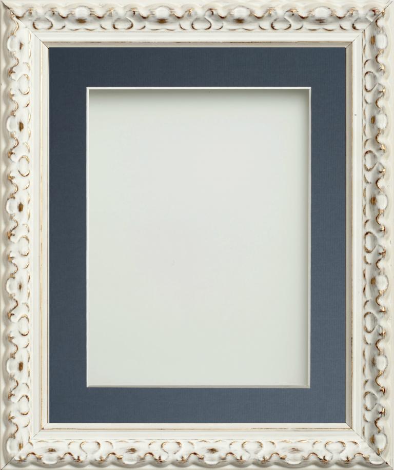 Charleston Ivory 12x8 frame with Blue mount cut for image size