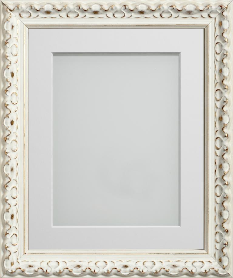 Charleston Ivory 14x11 frame with White mount cut for image size A4 (11 ...