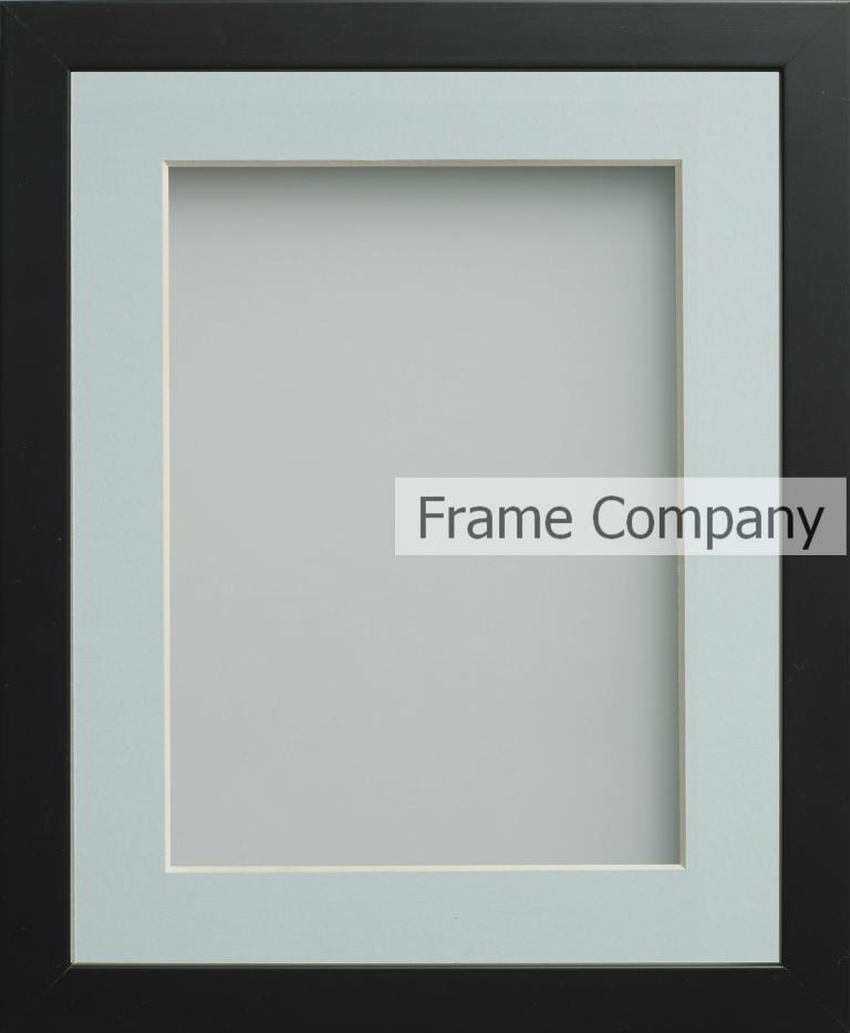 Connolly Black 5x5 frame with Light Blue mount cut for image size