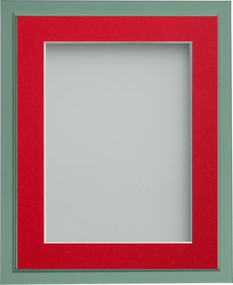 Drayton Green 16x12 frame with Red mount cut for image size 12x10