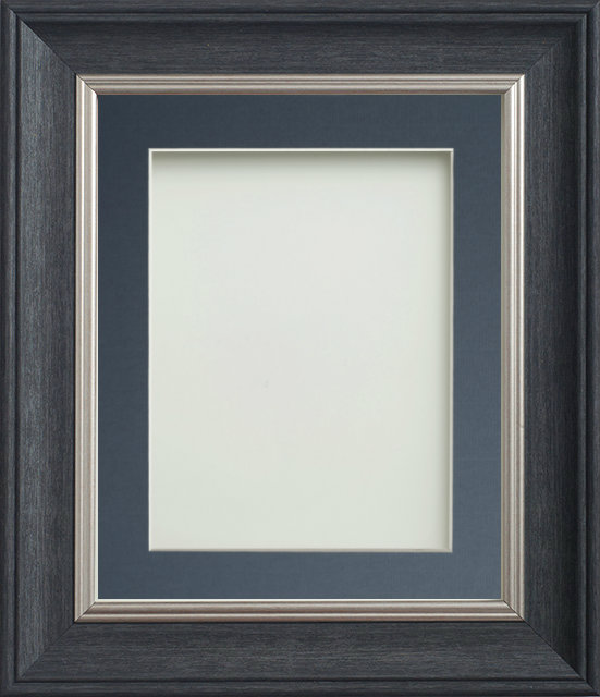 Drummond Charcoal Grey 18x12 frame with Blue mount cut for image size