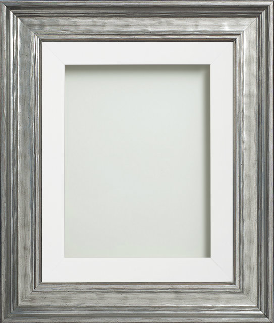 Farraday Silver Leaf 12x10 Frame With White Mount Cut For Image Size 8x6