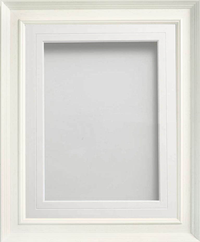 Franklin White 18x12 frame with White V-Groove mount cut for image size