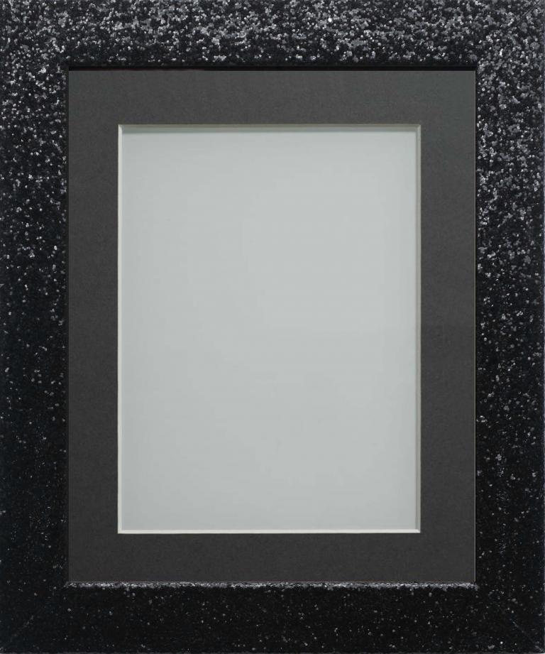 Glitter Black 6x4 frame with Grey mount cut for image size 5x3