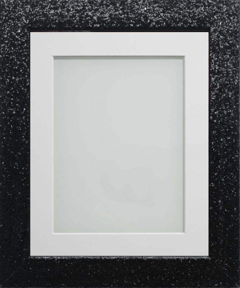 Glitter Black 14x11 frame with White mount cut for image size A4 (11 ...