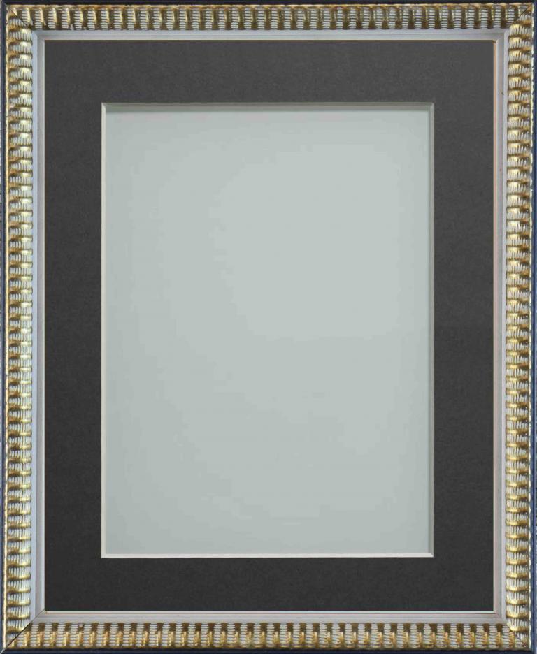 Grantham Frosted Gold 16x12 frame with Grey mount cut for image size 12x10