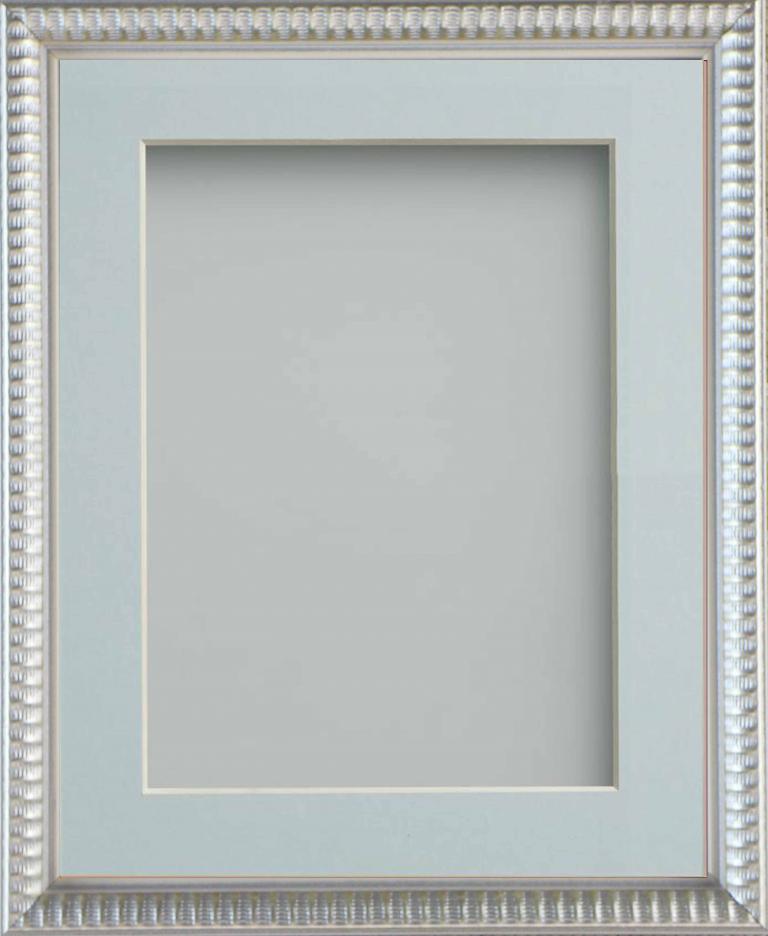 Grantham Silver A4 (11.75x8.25) frame with Light Blue mount cut for