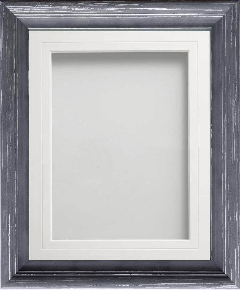 Huntley Charcoal 18x12 frame with White V-Groove mount cut for image size