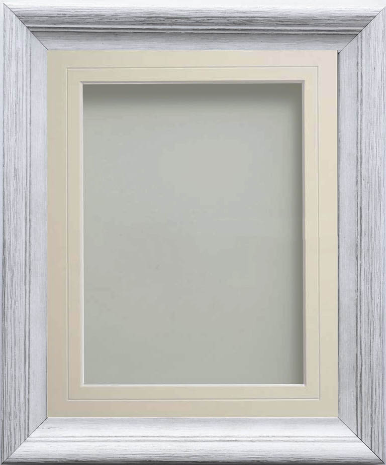 Huntley Granite White 16x12 frame with Ivory V-Groove mount cut for ...