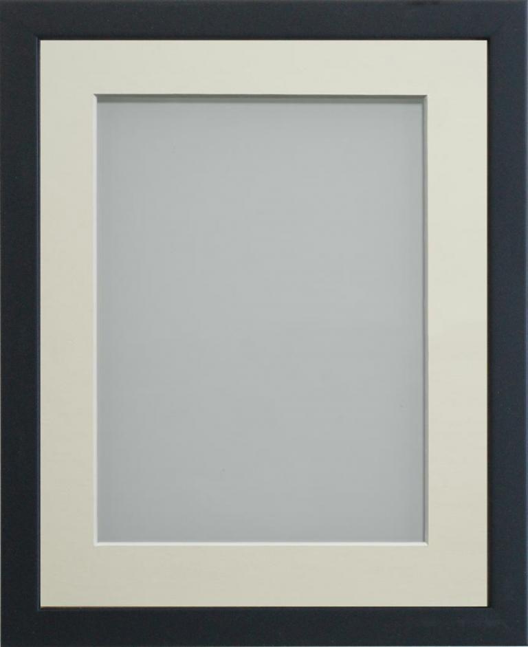 Jellybean Black 24x18 frame with Ivory mount cut for image size