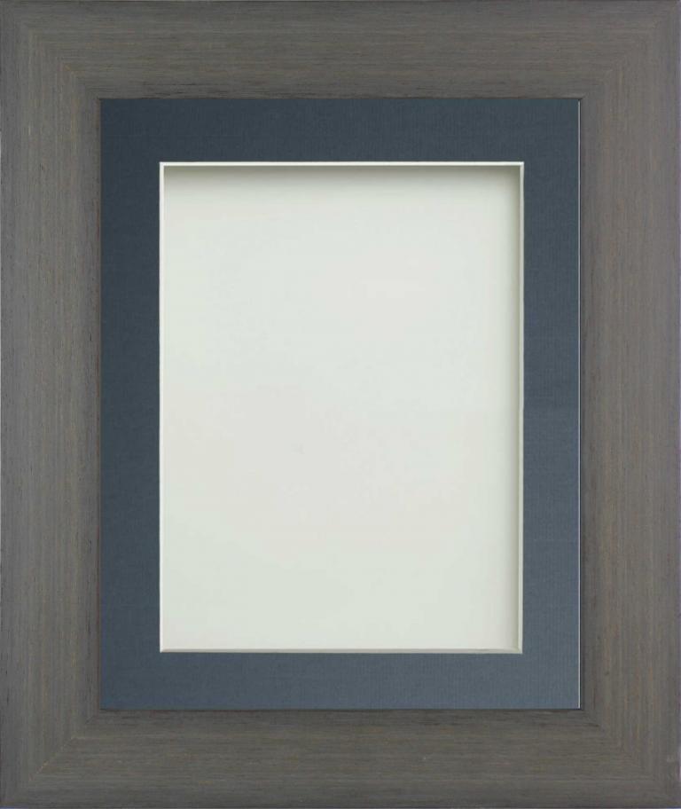 Kingswood Pebble Grey 12x10 Frame With Blue Mount Cut For Image Size 10x8