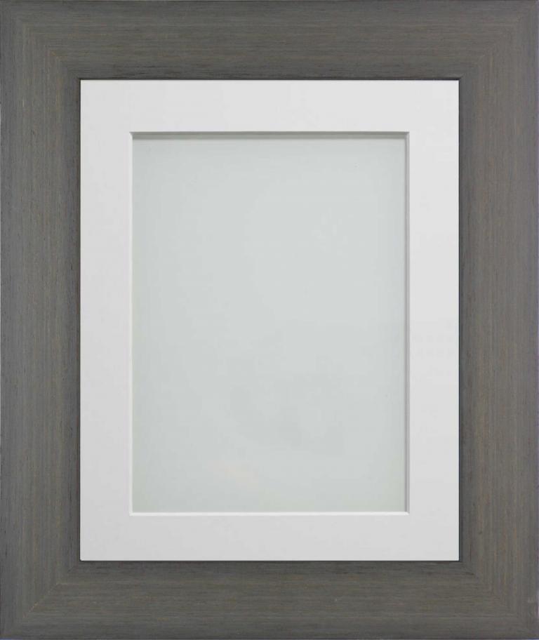Kingswood Pebble Grey 12x10 frame with White mount cut for image size 8x6