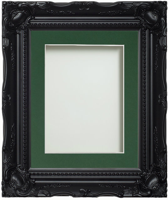 Langley Black 16x12 frame with Bottle Green mount cut for image size 12x8
