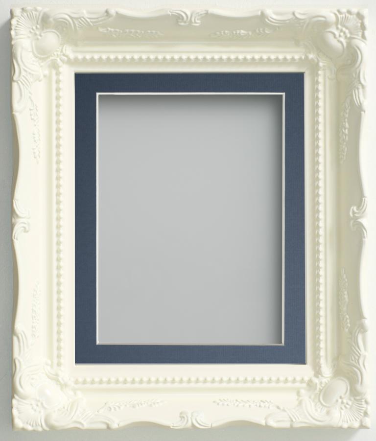 Langley White 10x8 frame with Blue mount cut for image size 6x4