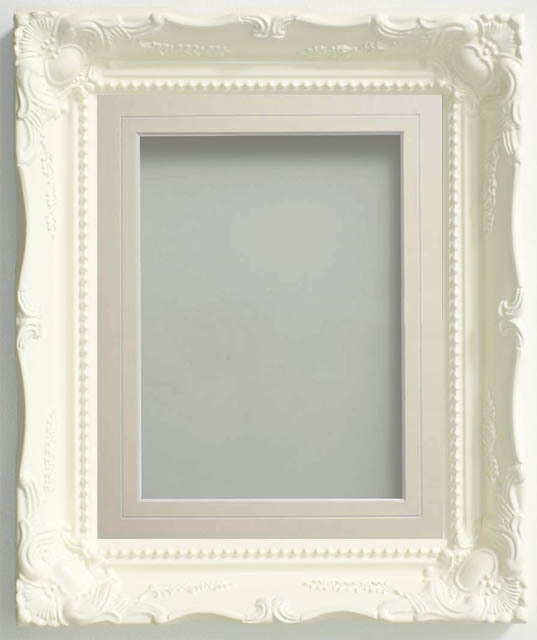 Langley White 20x16 frame with Ivory VGroove mount cut for image size