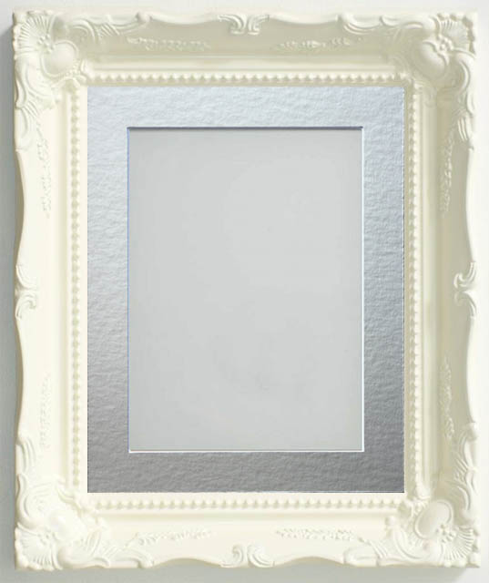 Langley White 16x12 frame with Silver mount cut for image size 12x8
