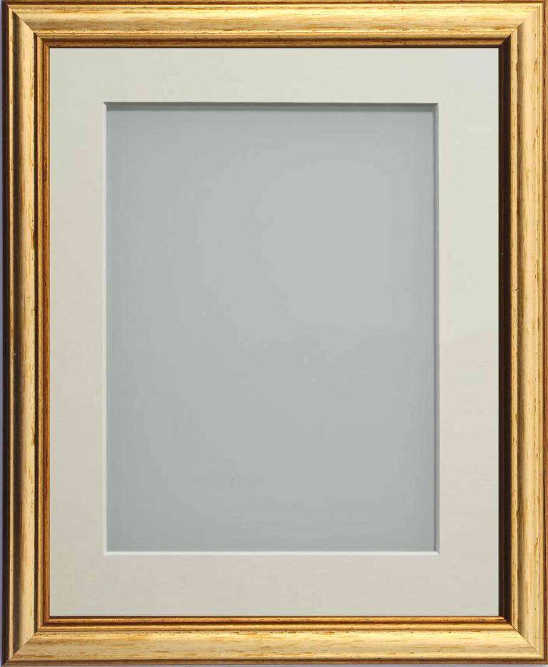 Ludlow Gold 20x16 frame with Ivory mount cut for image size A3 (16.5x11.75)