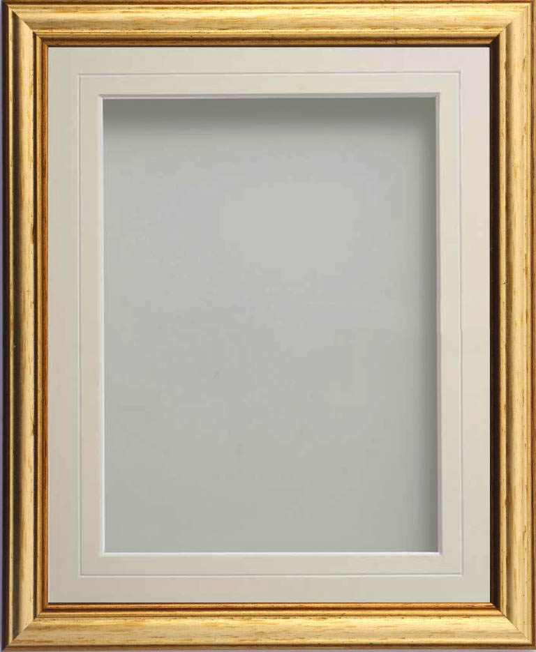 Ludlow Gold 20x16 frame with Ivory V-Groove mount cut for image size A3 ...