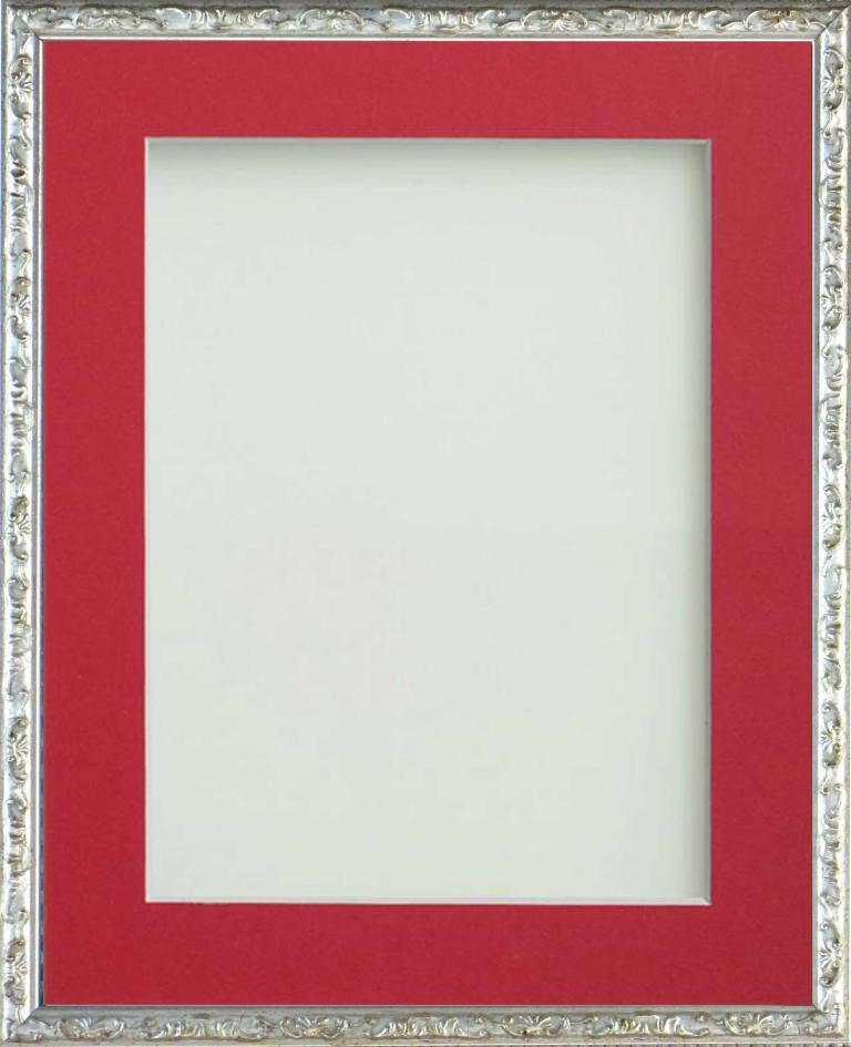 Olivia Silver 12x10 frame with Red mount cut for image size 8x6