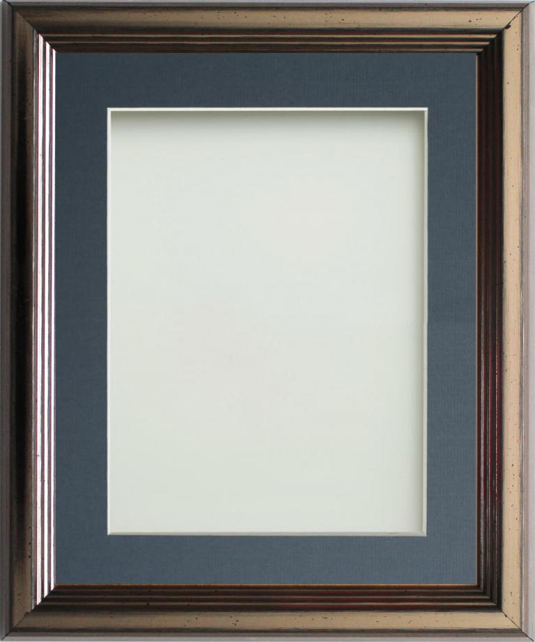 Patterson Bronze A4 (11.75x8.25) Frame With Blue Mount Cut For Image 