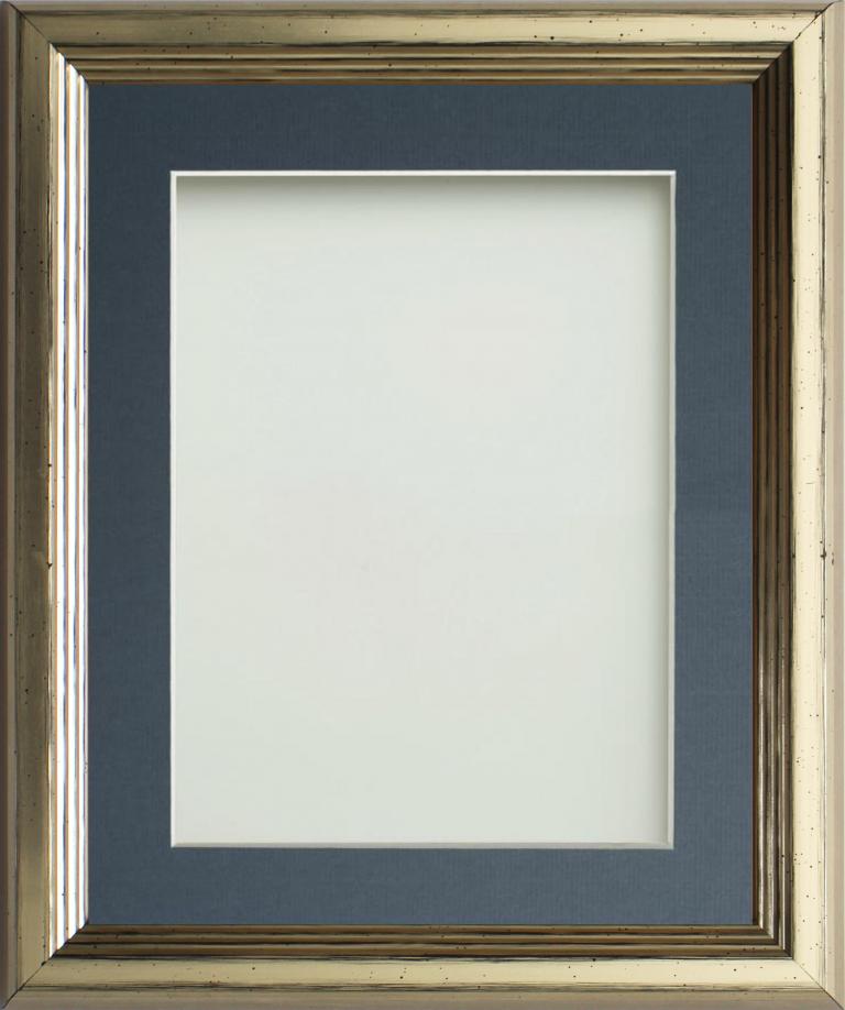 Patterson Pewter 16x12 frame with Blue mount cut for image size 12x8