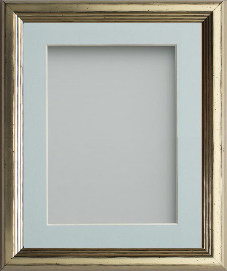 Patterson Pewter 14x11 frame with Light Blue mount cut for image size
