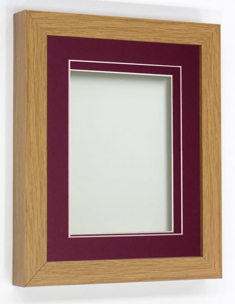 Rickman Box Frame Beech 8x8 frame with Plum mount cut for image size 5x5