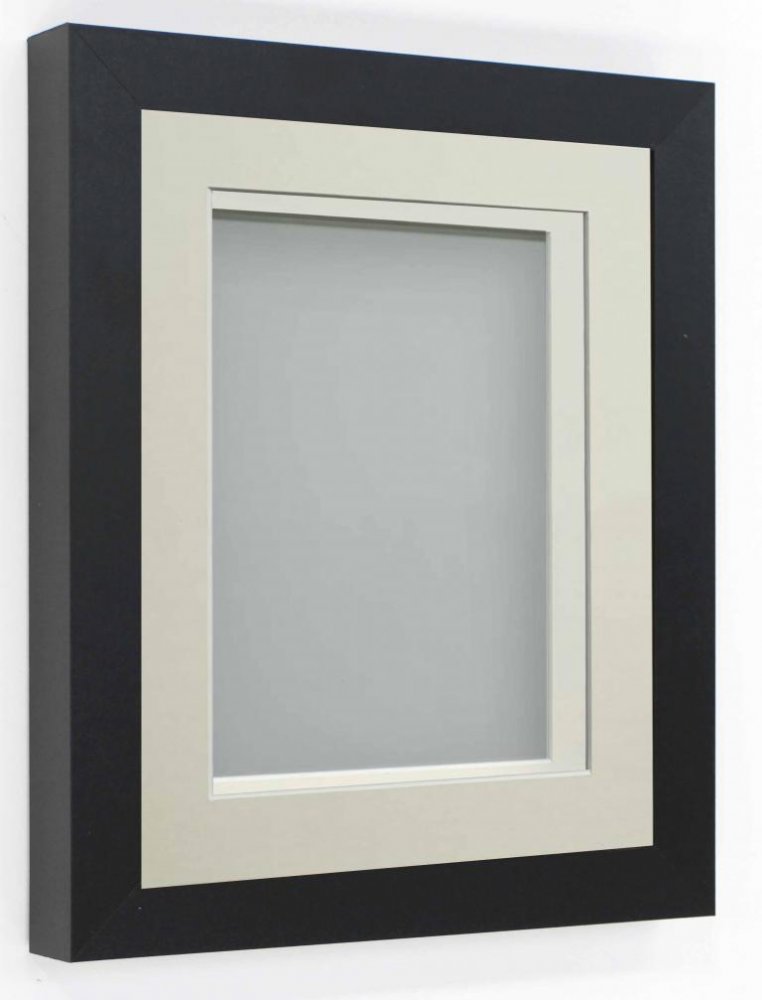 Rickman Box Frame Black 20x10 frame with Ivory mount cut for image size ...
