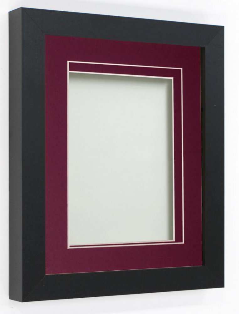 Rickman Box Frame Black 12x10 frame with Plum mount cut for image size 6x4