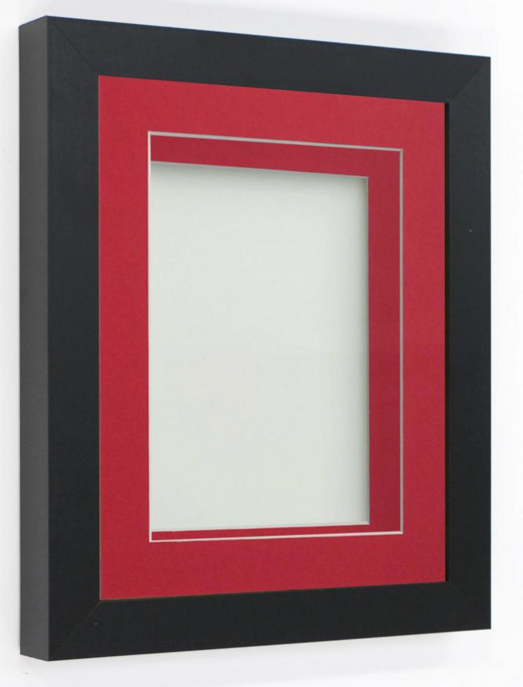 Rickman Box Frame Black 10x8 frame with Red mount cut for image size 6x4