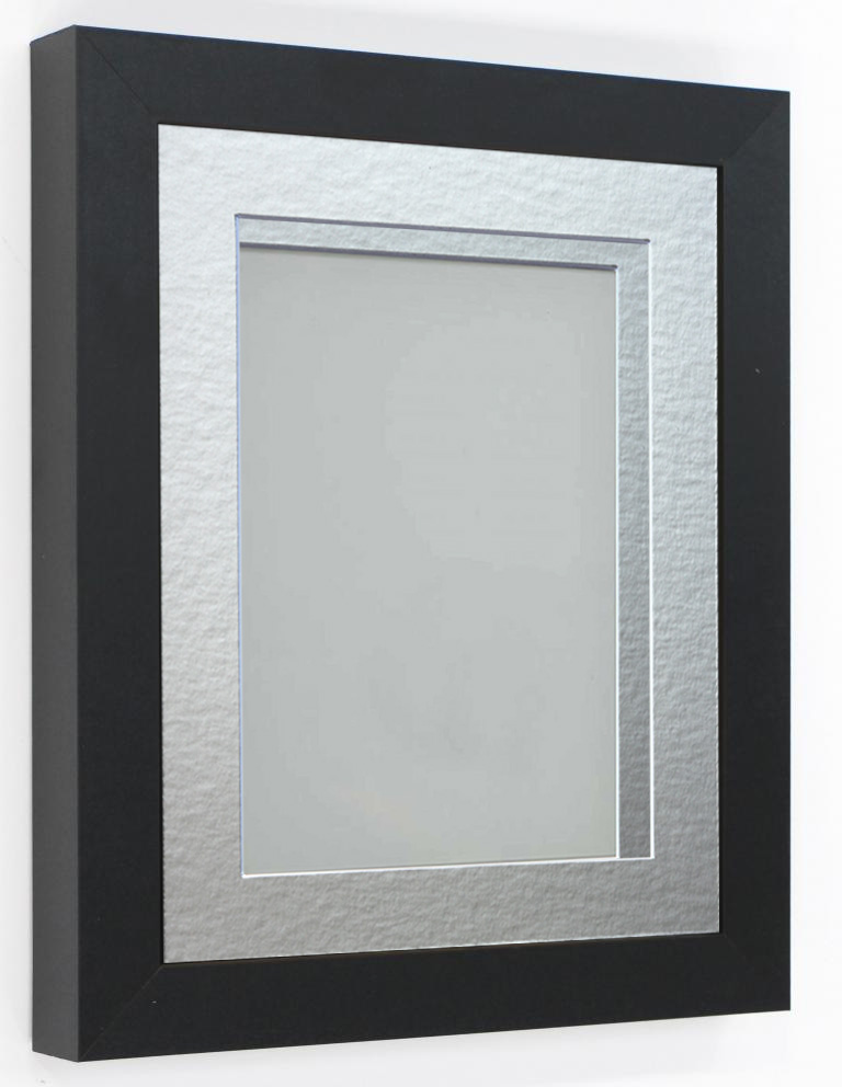 Rickman Box Frame Black 10x8 frame with Silver mount cut for image size 6x4