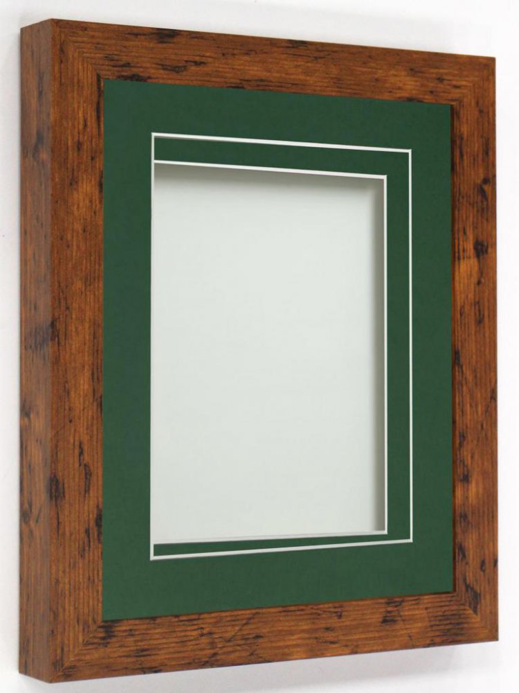 Rickman Box Frame Rustic 10x8 frame with Bottle Green mount cut for