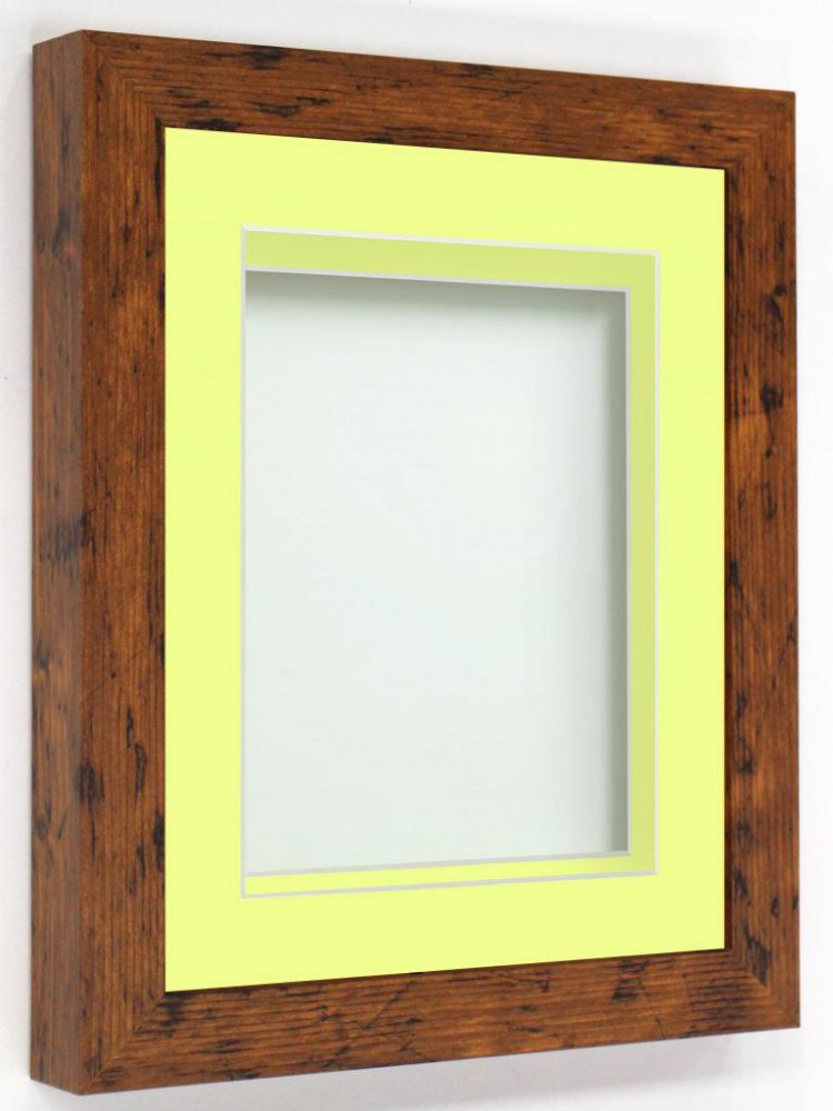 Rickman Box Frame Rustic 10x10 frame with Lemon Bon Bon mount cut for