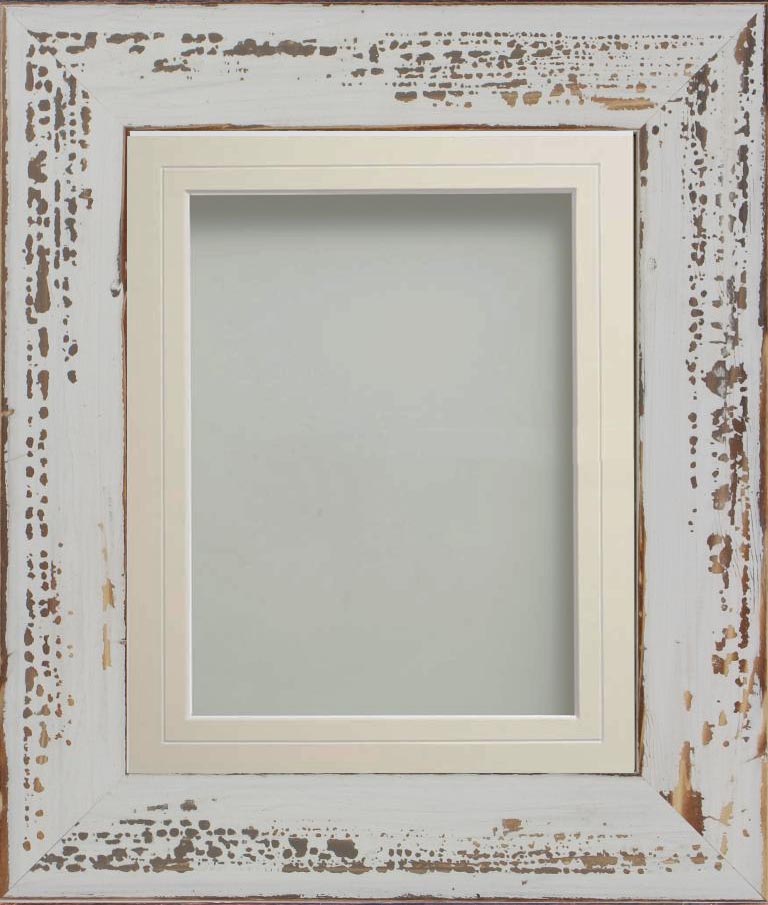 Shoreditch Distressed White A4 (11.75x8.25) frame with Ivory V-Groove ...