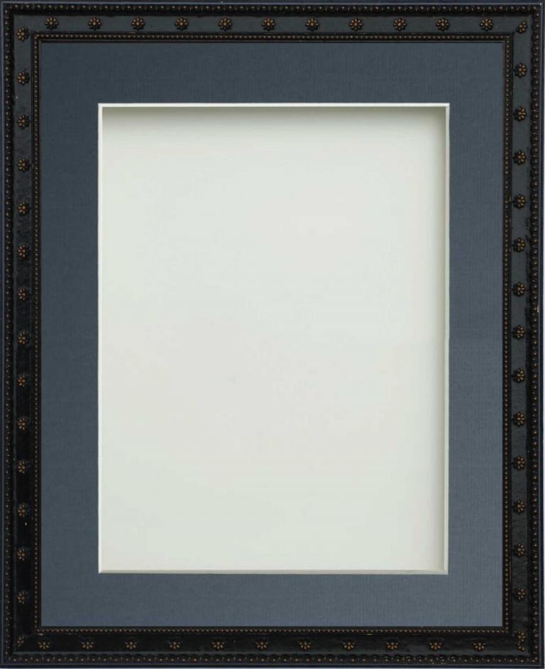 Sienna Black 6x4 frame with Blue mount cut for image size 4x3