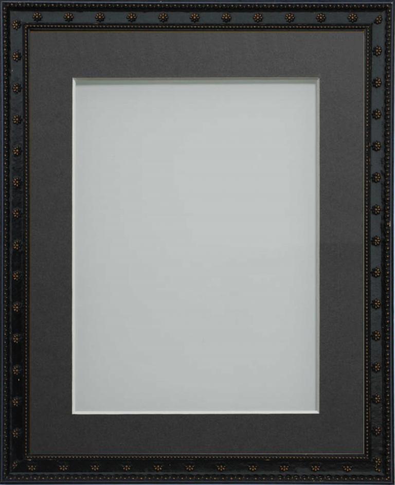 Sienna Black 6x4 frame with Grey mount cut for image size 4x3