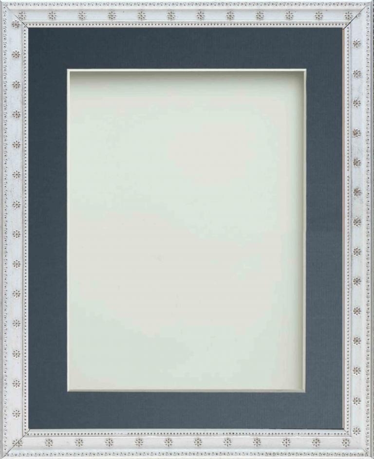 Sienna White 8x6 frame with Blue mount cut for image size 5x3