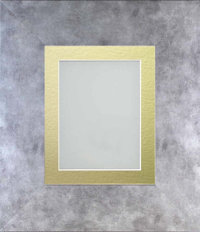 Valencia Grey Slate 15.7x15.7 frame with Gold mount cut for image size