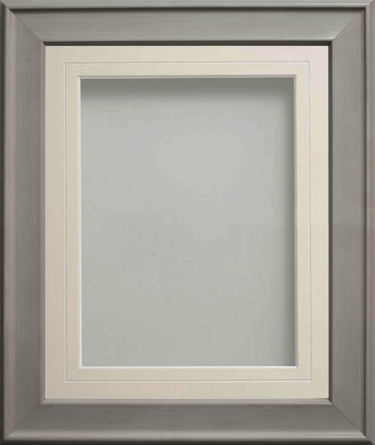 Wilton Grey 15x12 frame with Ivory V-Groove mount cut for image size 12x8