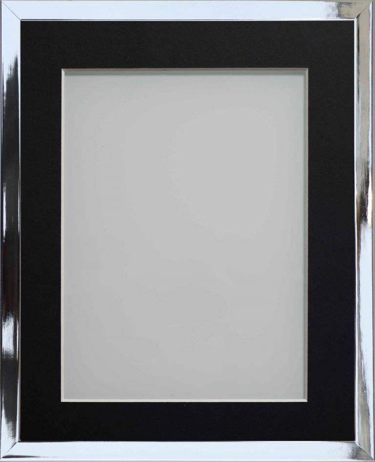 Winford Chrome 16x12 frame with Black mount cut for image size 12x8